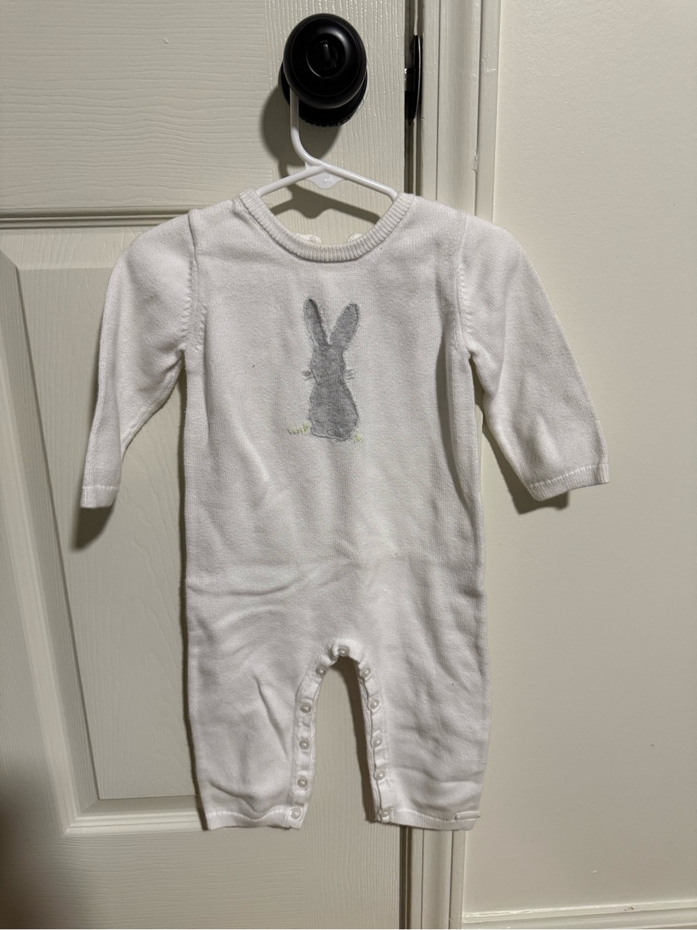 Janie and Jack White Knit Bunny One-Piece